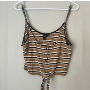 Volcom Striped Brown and White Women's Top‎ Size M